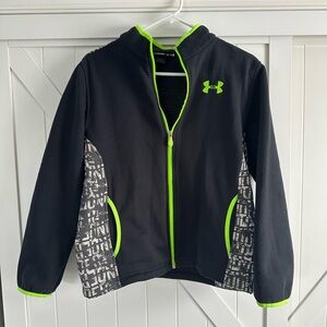Boys Under Armour Black Zip Up Light Weight Jacket Coat Size YXL 16